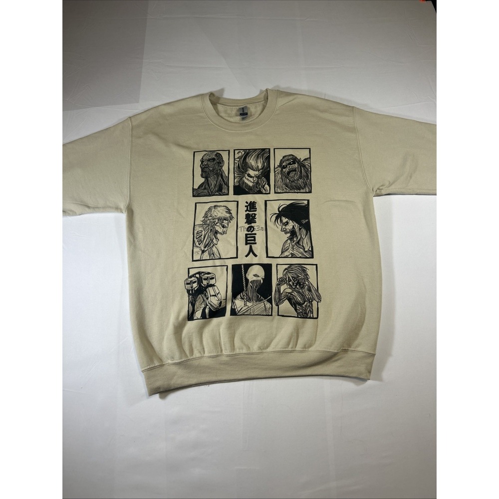 Anime Attack on Titans All Titans Tan Sweatshirt Size Large